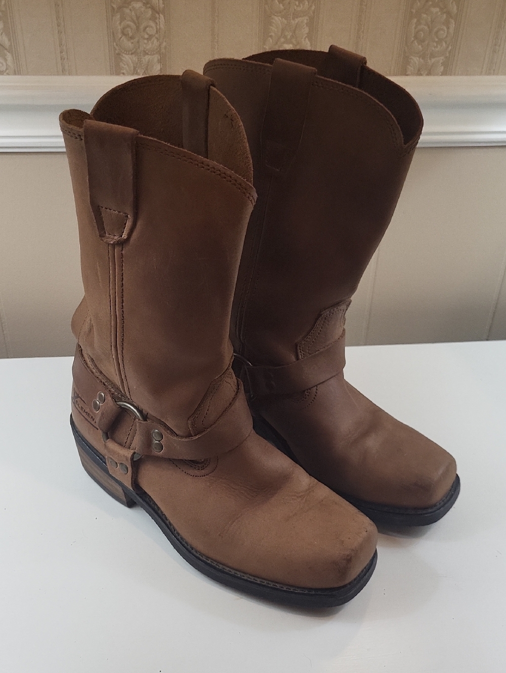 X ELEMENTS WOMEN'S Brown Leather Harness Western/MOTORCYCLE Boots, SIZE 8.5